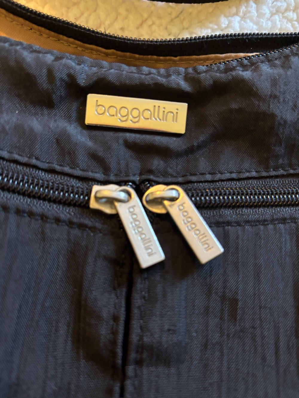 Baggallini Black Crossbody with Gold Logo Plate